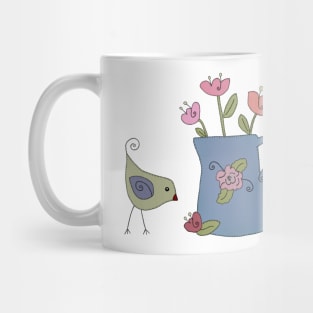 Vogel mit Blumenvase Mug